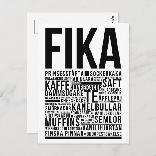 Fika Sweet Coffee Süßigkeiten Typografie Poster Postkarte (Vorne/Hinten)