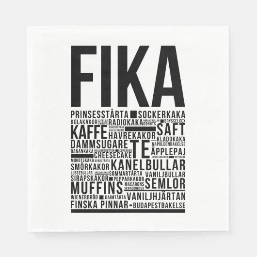 Fika Sweet Coffee Süßigkeiten Typografie Poster Serviette (Vorderseite)