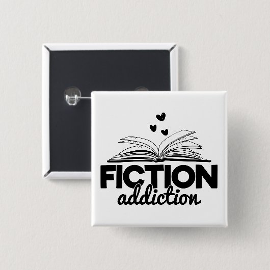 Fiktion Addiction Bookworm Lesen Sprichwort Buch Button (Vorne & Hinten)
