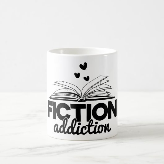 Fiktion Addiction Bookworm Reading Quote Sprichwor Kaffeetasse (Mittel)