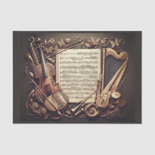 Fiktionales Konzept von Musikinstrumenten Seidenpapier (Vorderseite)