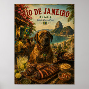 Fila Brasileiro in Rio de Janeiro Vintage Reise Poster