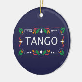 Fileteado Argentine Tango Floral auf Blue Keramik Ornament (Links)