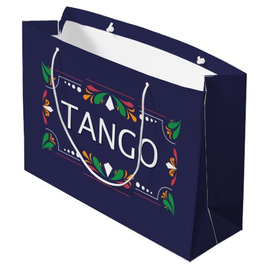 Fileteado Argentine Tango Floral Große Geschenktüte (Rückseite Schrägansicht)