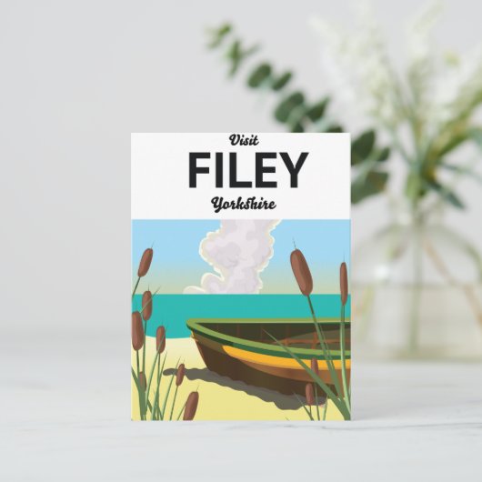 Filey, Yorkshire Seaside Poster Postkarte (Stehend Vorderseite)