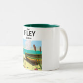 Filey, Yorkshire Seaside Poster Zweifarbige Tasse (VorderseiteRechts)