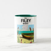 Filey, Yorkshire Seaside Poster Zweifarbige Tasse (Mittel)