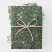 Filiale Filiale von Evergreen Pinecone Bird Streif Geschenkpapier Set (Beispiel)