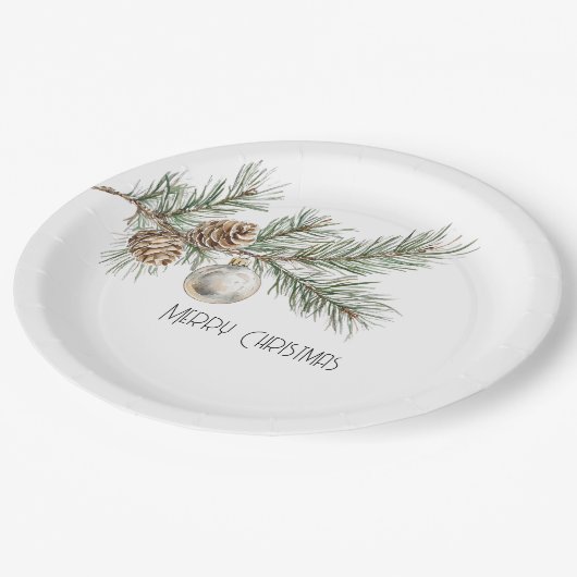 Filiale und Ornament der Heiligen Pine Cones Pappteller (Schrägansicht)