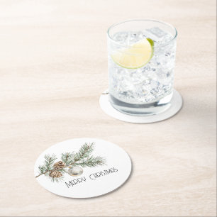 Filiale und Ornament der Heiligen Pine Cones Runder Pappuntersetzer