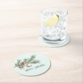 Filiale und Ornament der Pinienwälder Runder Pappuntersetzer (Vor Ort)