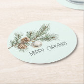 Filiale und Ornament der Pinienwälder Runder Pappuntersetzer (Angewinkelt)