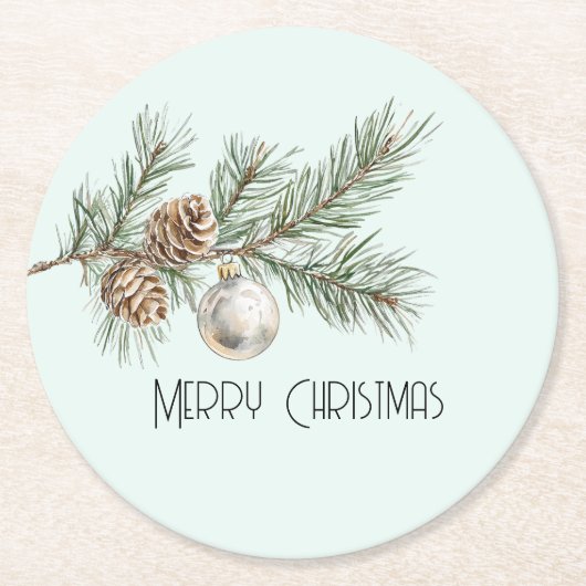 Filiale und Ornament der Pinienwälder Runder Pappuntersetzer (Vorderseite)