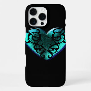 Filigran-Goth-Eisblau-Herz iPhone 16 Pro Max Hülle