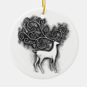 Filigran-Hirsch-Weihnachtsschmuck Keramikornament