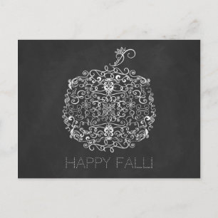 Filigran-Schultafel-Herbst-Kürbis-Herbst Postkarte