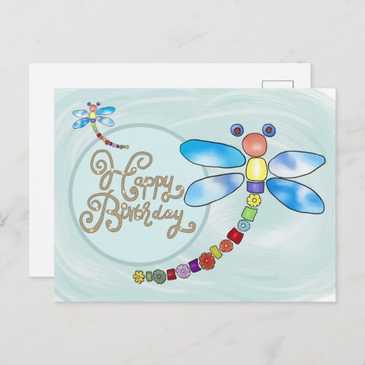 Filigrane Libelle Postkarte (Vorne/Hinten)