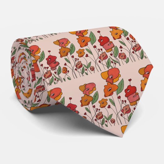 filigrane Mohnfelder Krawatte (Gerollt)