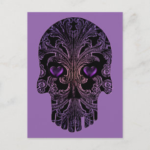 Filigrane Schädel in verschiedenen Violetttönen Postkarte
