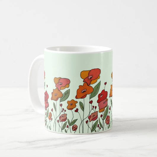 Filigranes Mohnfeld Kaffeetasse (Vorderseite Links)