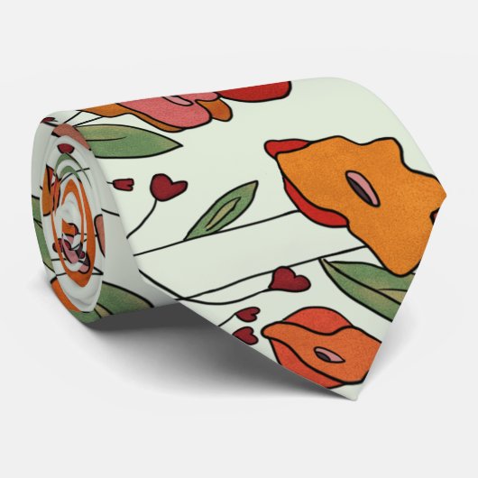 filigranes Mohnfeld Krawatte (Gerollt)