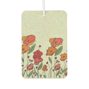 Filigranes Mohnfeld  Rechteckiger Pappuntersetzer  Autolufterfrischer