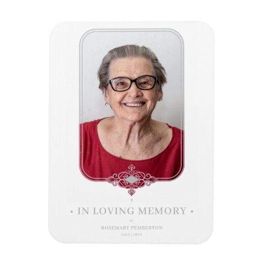 Filigree Beerdigung Grau Zierspitzeneffekt Foto Magnet (Vertikal)