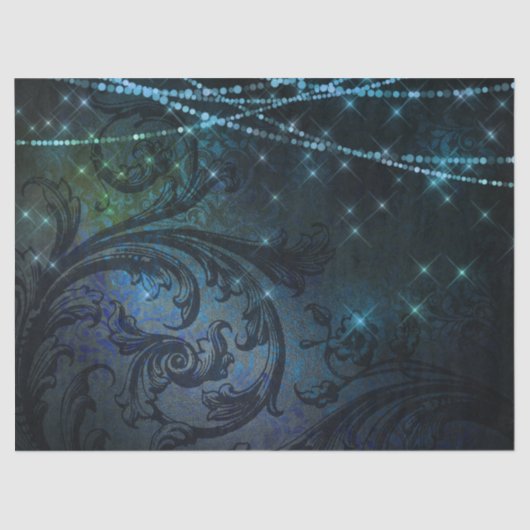 Filigree Blume und Lichter auf dunklem Dekor Seidenpapier (Vorderseite)