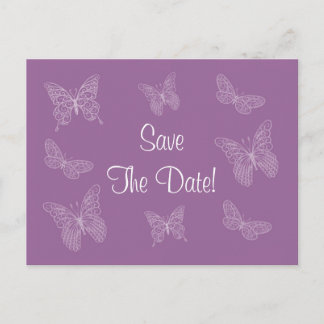 Filigree Butterfly Save the Date Postkarte (Lila)