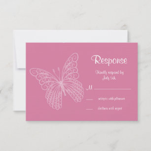 Filigree Butterfly UAWG in Rosa RSVP Karte
