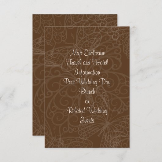 Filigree Butterfly-Verschlusskarte in Braun Begleitkarte (Vorne/Hinten)