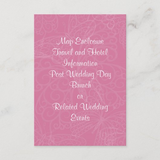 Filigree Butterfly-Verschlusskarte in Rosa Begleitkarte (Vorderseite)