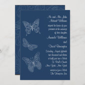 Filigree Butterfly Wedding Einladung in Aquamarine (Vorne/Hinten)