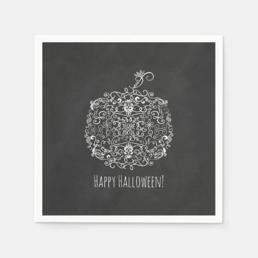 Filigree Chalkboard Fall Pumpkin Herbst Herbst Par Serviette (Vorderseite)