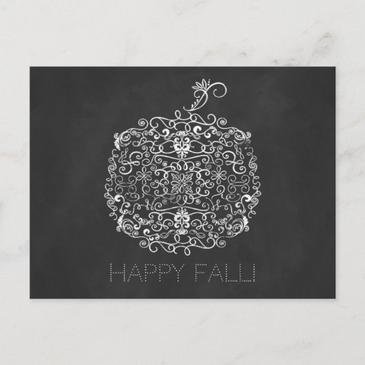 Filigree Chalkboard Fall Pumpkin Herbst Herbst Postkarte (Vorderseite)