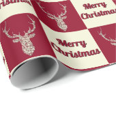 Filigree Christmas Deer Schachbretts Geschenkpapier (Rolleneckpunkt)