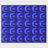 Filigree Crescent Moon und Stern auf blau Geschenkpapier (Flach)