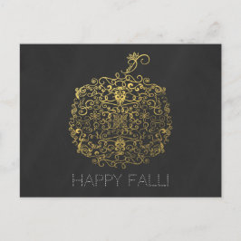 Filigree Elegant Gold Pumpkin Herbst Gruß Postkarte