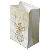 Filigree Engel aus Grace Gold Ombre Schneeflocken Mittlere Geschenktüte (Vorderseite Schrägansicht)