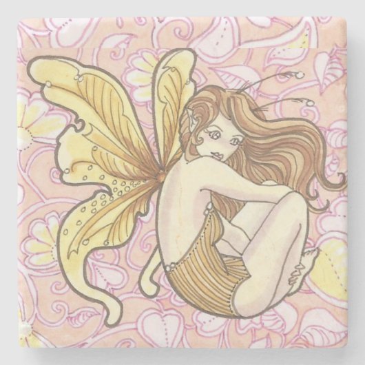Filigree Fairy Cartoon Fantasy Kunst, Dichtung und Steinuntersetzer (Vorderseite)