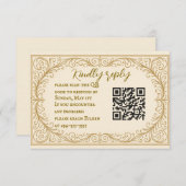 Filigree Fleur QR Code Wedding RSVP Card (Vorne/Hinten)