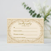 Filigree Fleur Wedding RSVP Card (Stehend Vorderseite)