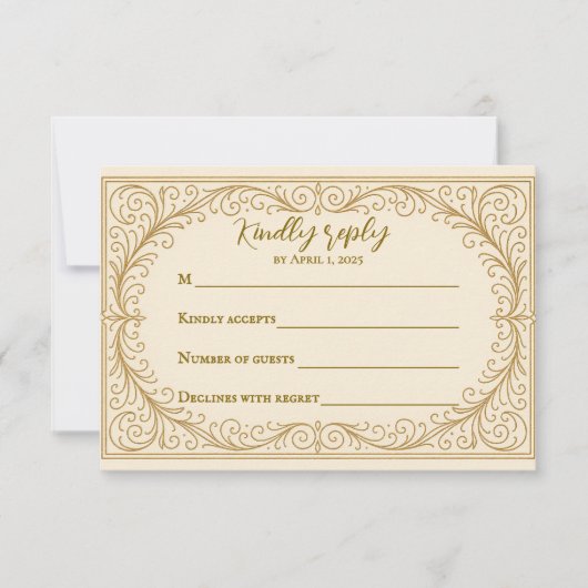 Filigree Fleur Wedding RSVP Card Karte (Vorderseite)