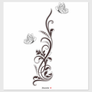 Filigree Floral Butterfly Aufkleber