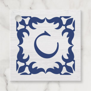Filigree Gerahmte Monogramm in Navy Blue Geschenkanhänger