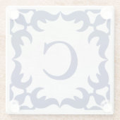Filigree Gerahmte Monogramm in Navy Blue Glasuntersetzer (Rückseite)