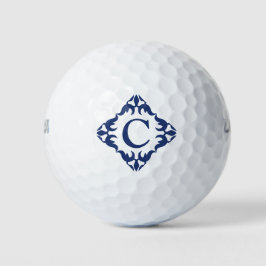 Filigree Gerahmte Monogramm in Navy Blue Golfball