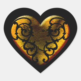 Filigree Goth Gold Heart Herz-Aufkleber