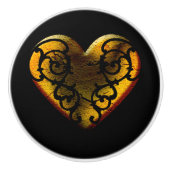 Filigree Goth Gold Heart Keramikknauf (Vorderseite)
