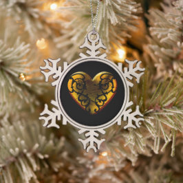 Filigree Goth Gold Heart Schneeflocken Zinn-Ornament